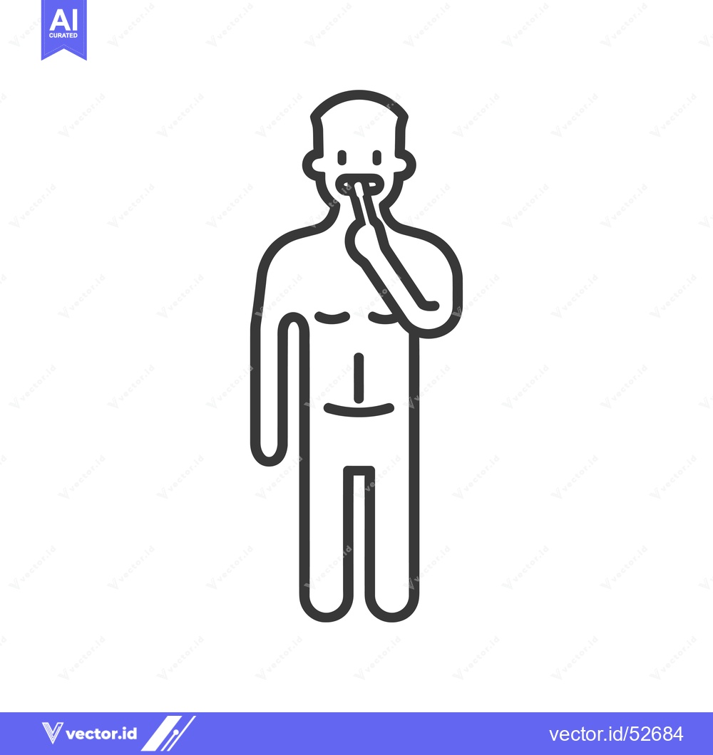 Premium Vector of Line art illustration of a man brushing his teeth