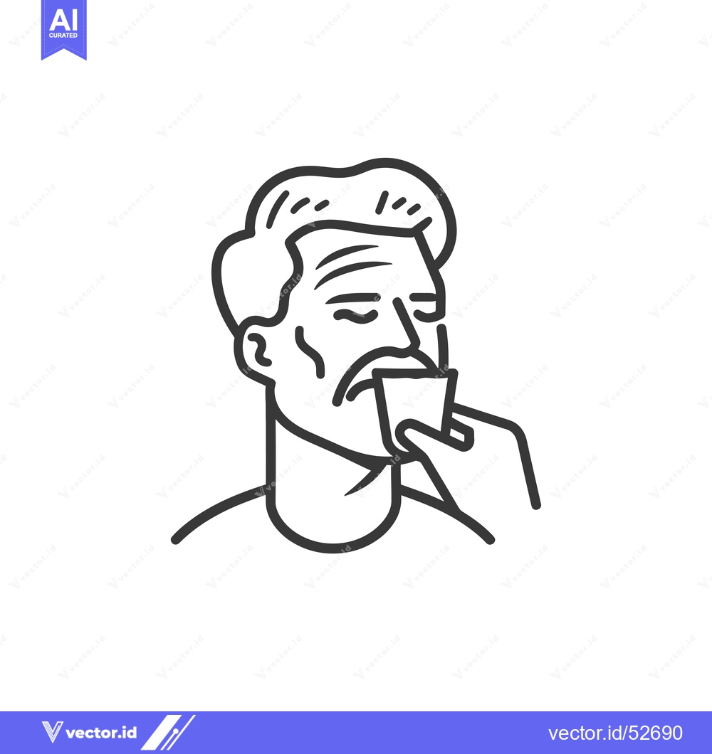 Premium Vector dari Line art illustration of a man drinking from a glass