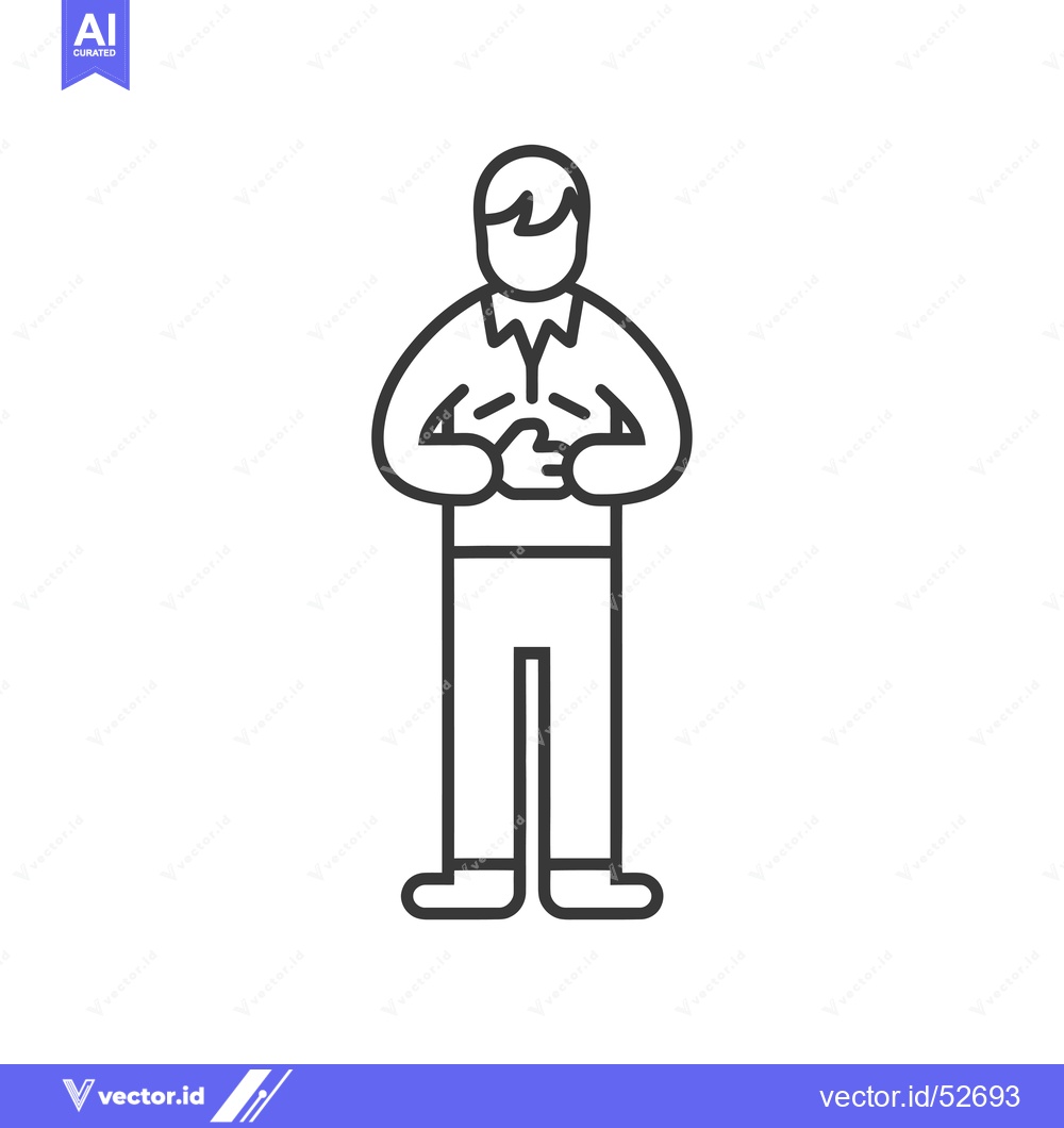 Premium Vector of Line art illustration of a man holding his chest