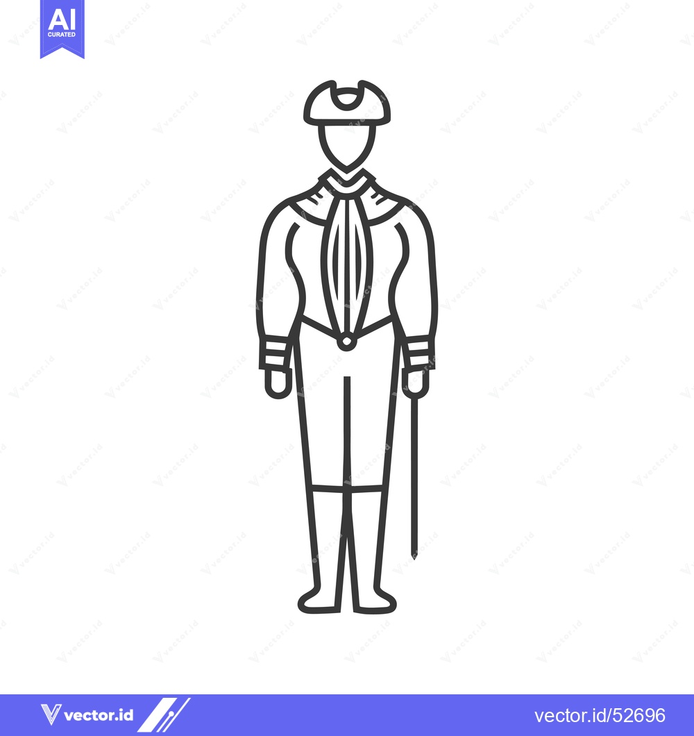 Premium Vector dari Line Art Illustration of a Man in 18th Century Clothing