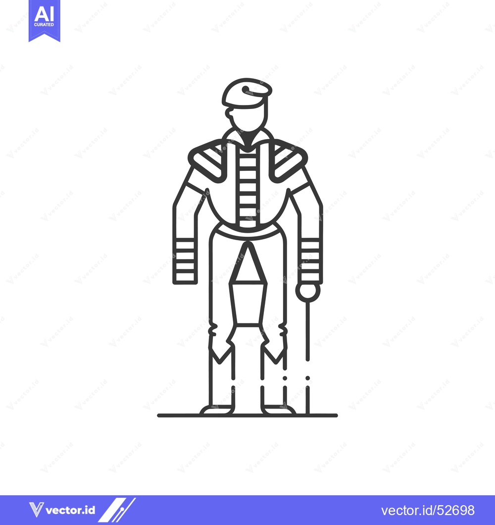 Premium Vector dari Line Art Illustration of a Man in a Formal Outfit Holding a Cane