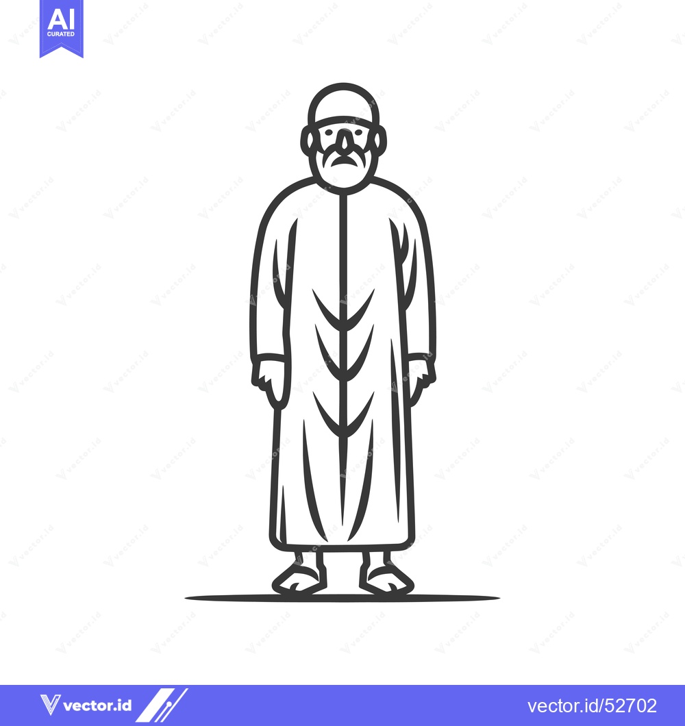 Premium Vector of Line Art Illustration of a Man in a Long Robe