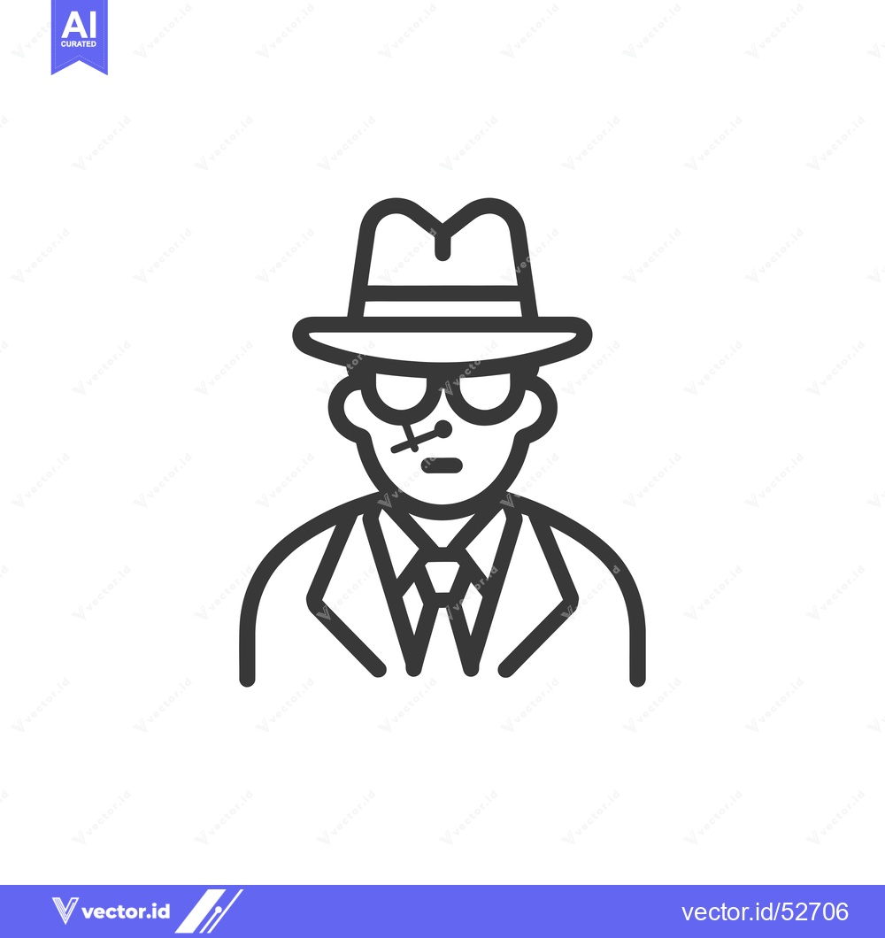 Premium Vector dari Line Art Illustration of a Man in a Suit and Fedora