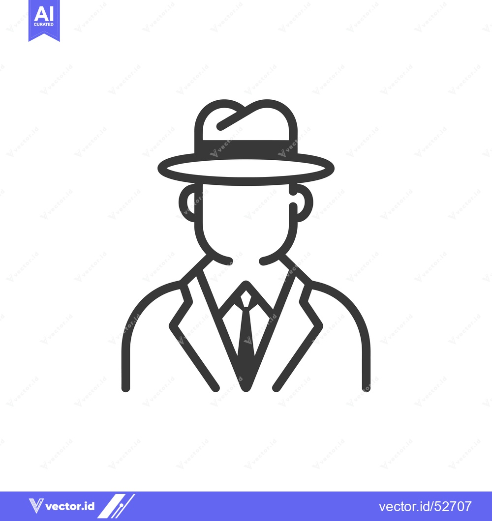 Premium Vector dari Line Art Illustration of a Man in a Suit and Hat