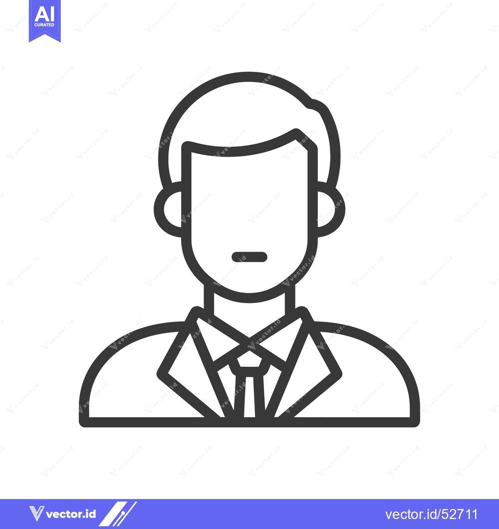 Premium Vector of Line Art Illustration of a Man in a Suit and Tie