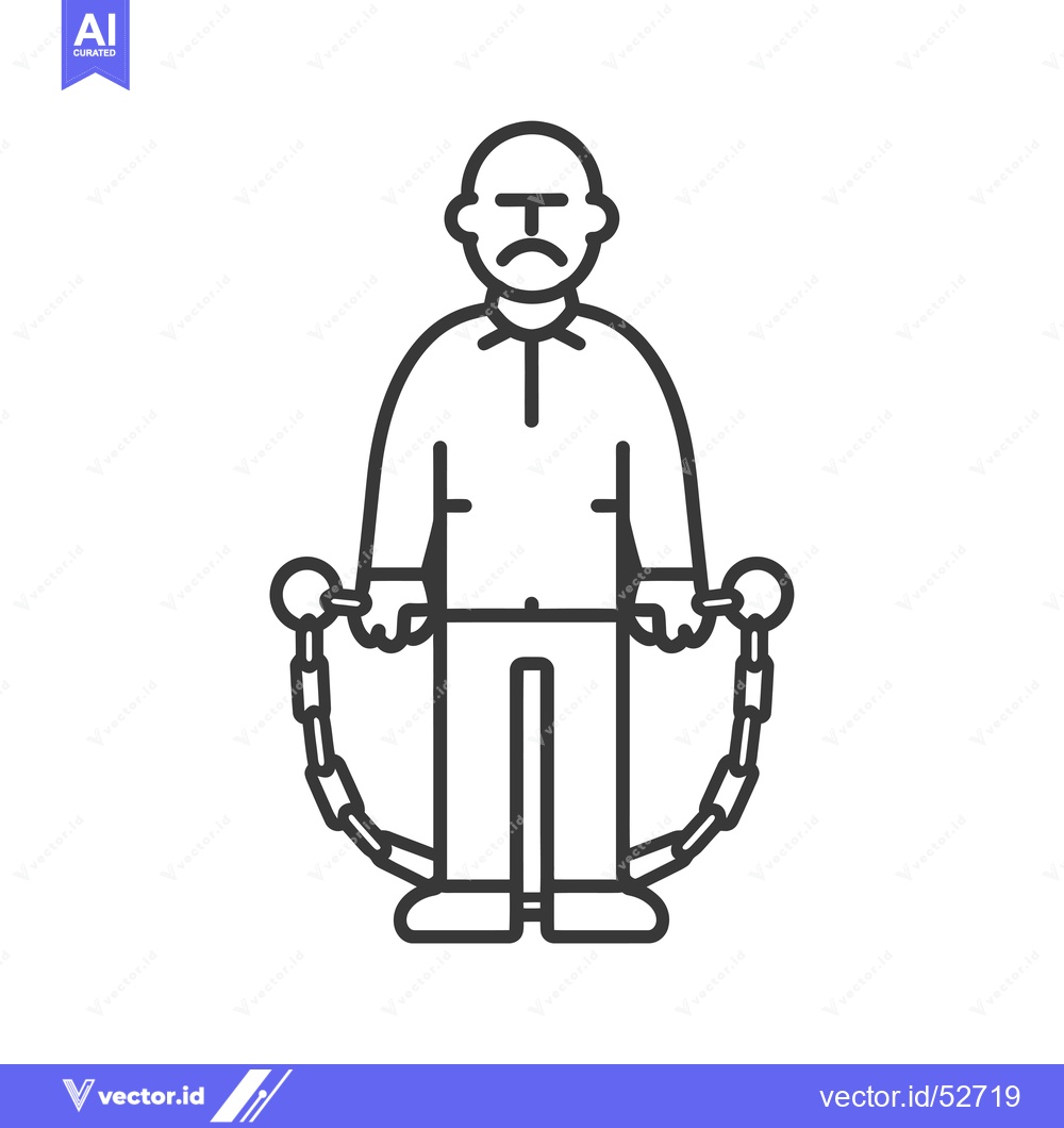 Premium Vector dari Line art illustration of a man in chains