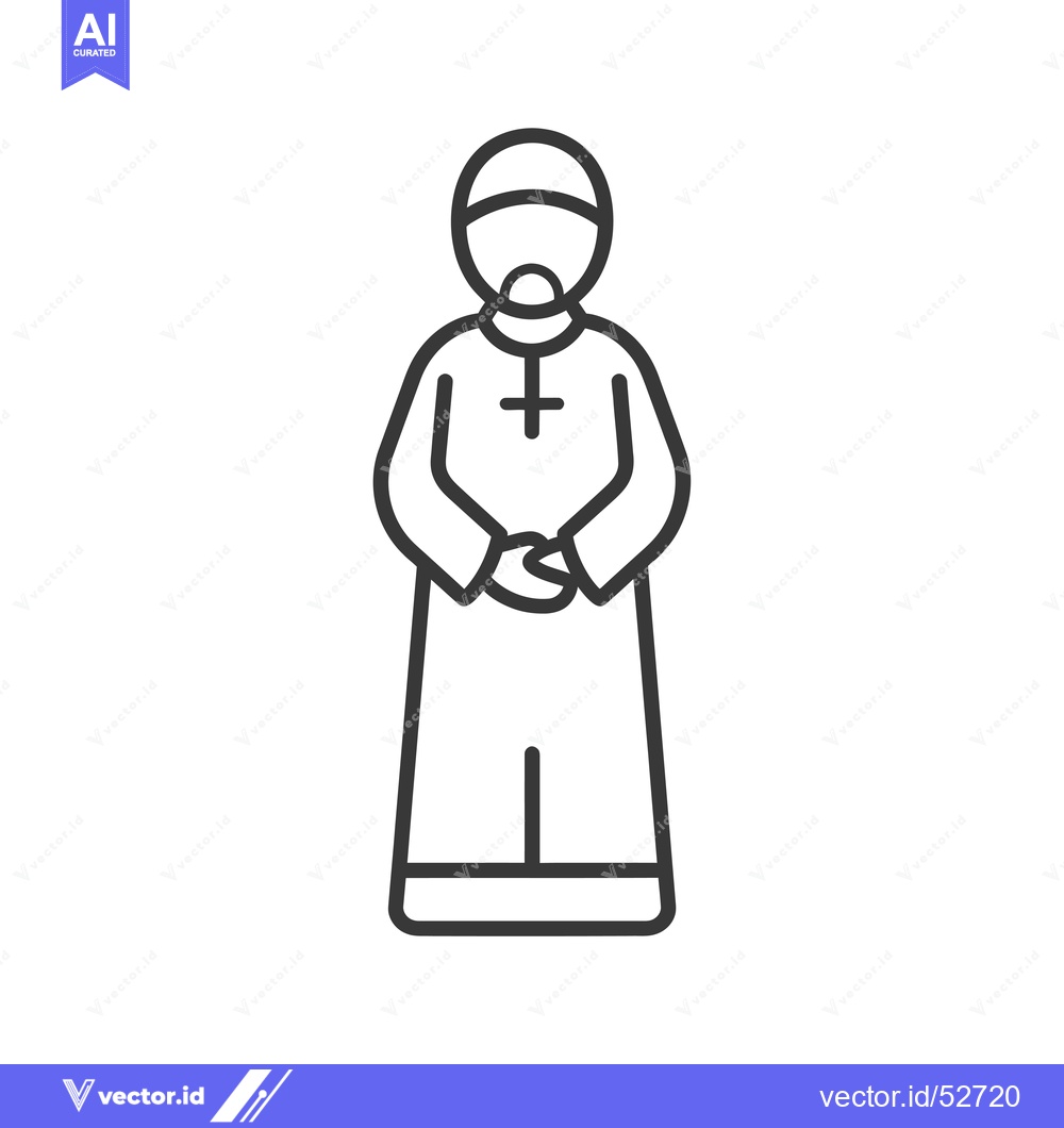 Premium Vector dari Line Art Illustration of a Man in Religious Attire with a Cross on His