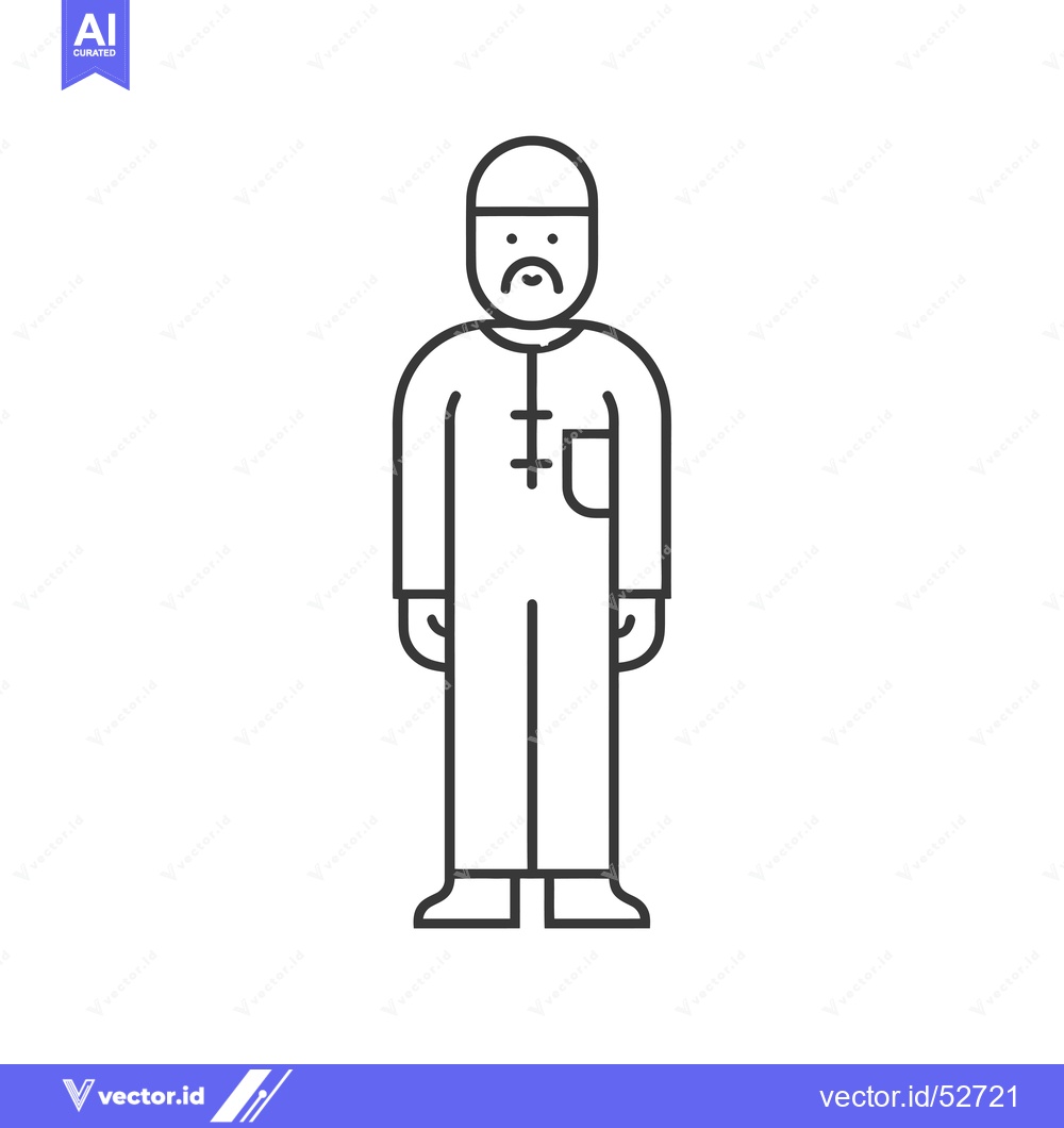 Premium Vector of Line Art Illustration of a Man in Traditional Chinese Clothing