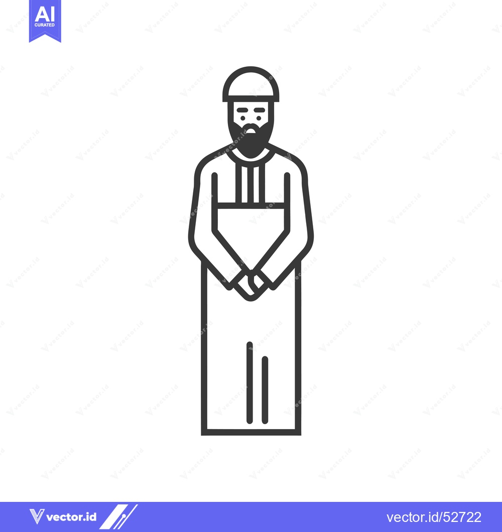 Premium Vector of Line Art Illustration of a Man in Traditional Islamic Clothing