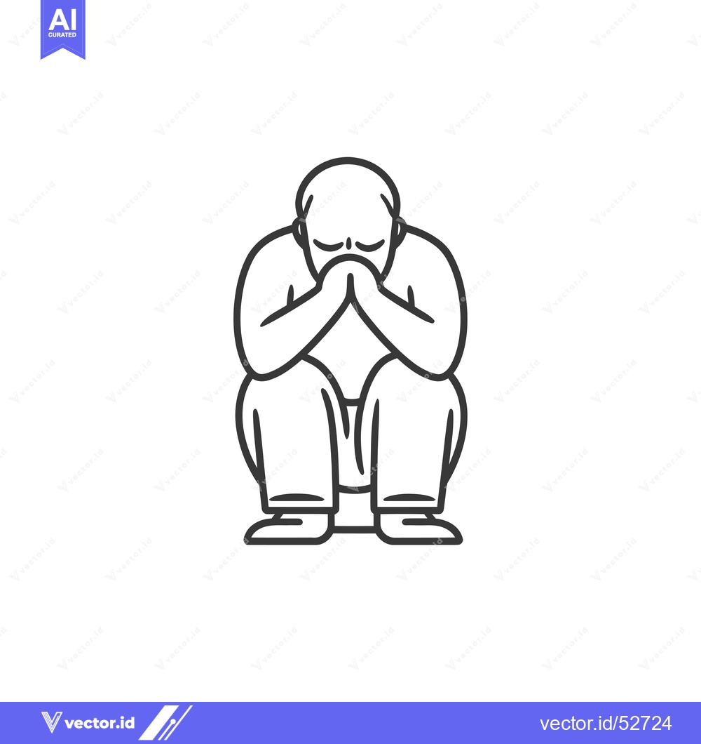 Premium Vector dari Line Art Illustration of a Man Kneeling in Prayer