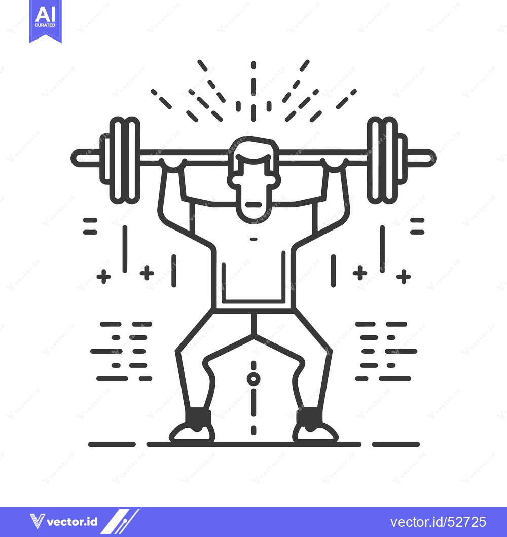 Premium Vector of Line Art Illustration of a Man Lifting Weights