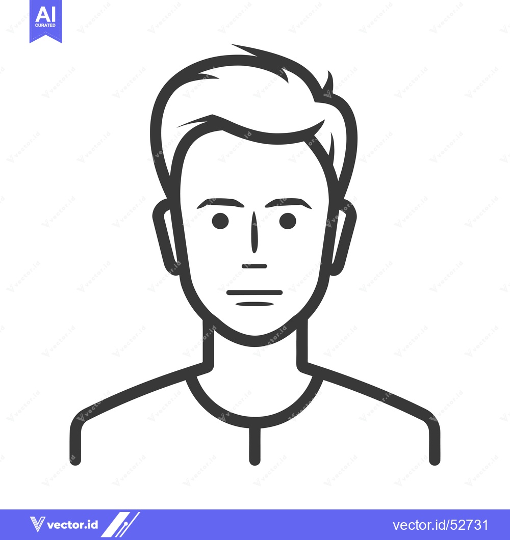 Premium Vector of Line Art Illustration of a Man's Face and Shoulders