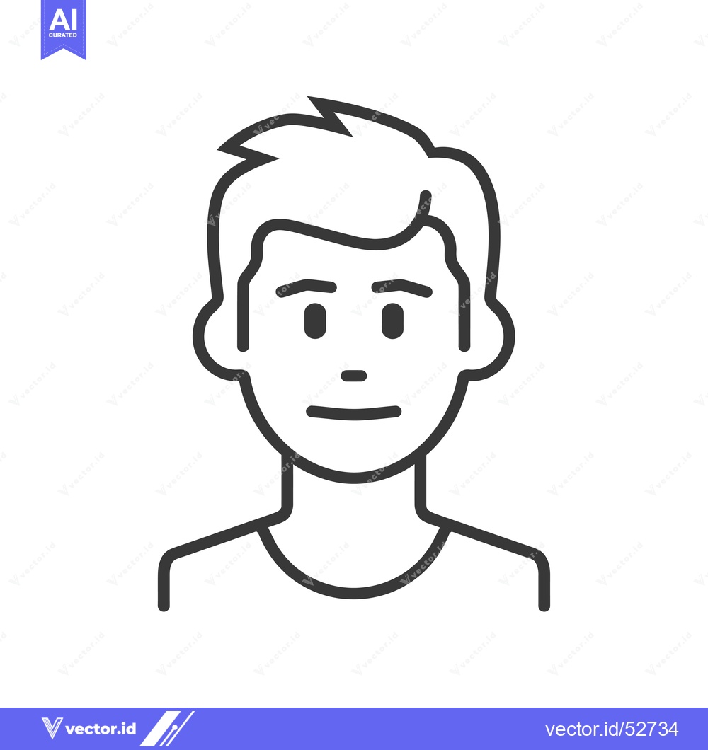Premium Vector of Line Art Illustration of a Man's Face and Upper Body