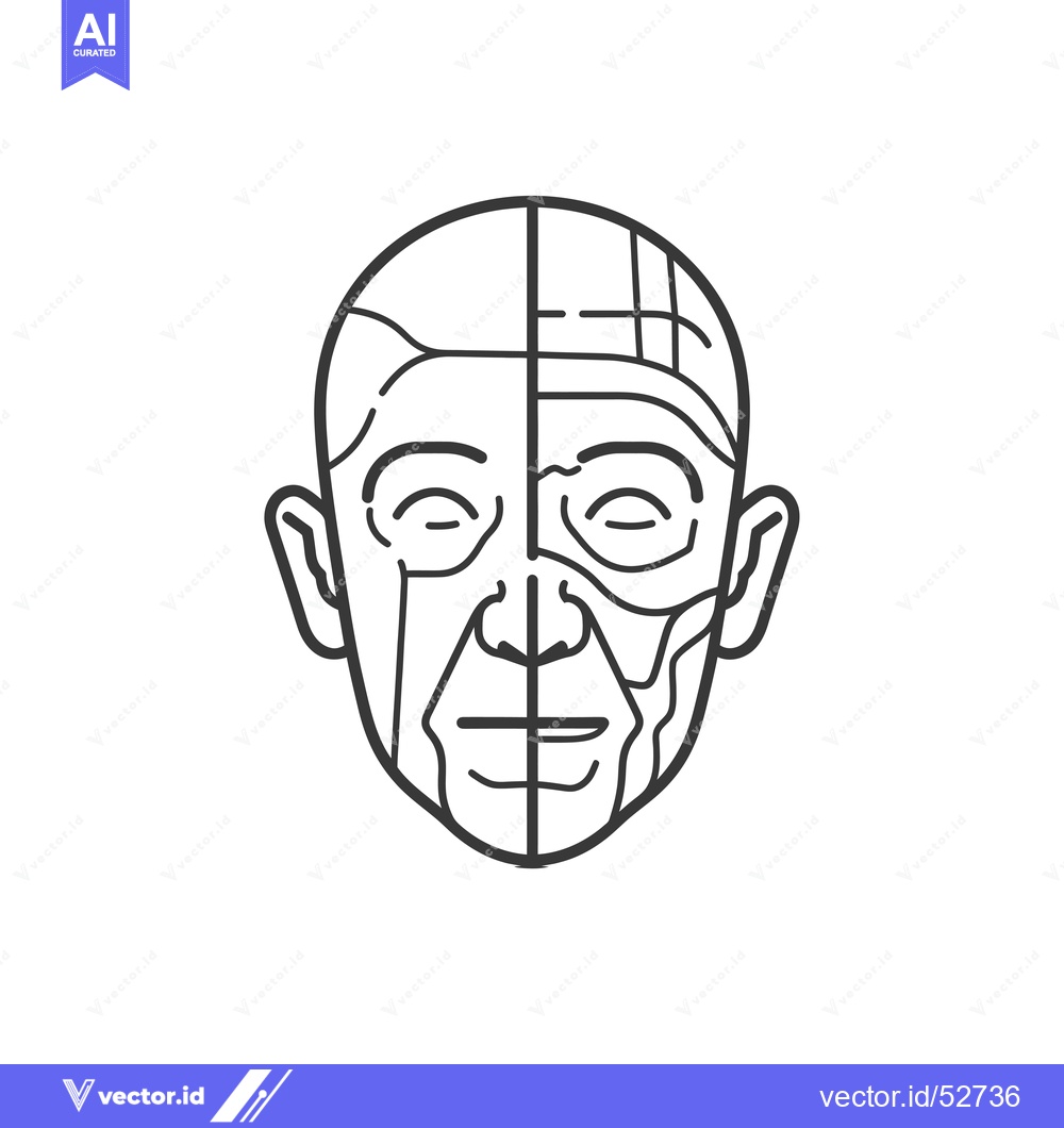 Premium Vector dari Line Art Illustration of a Man's Face Split in Half