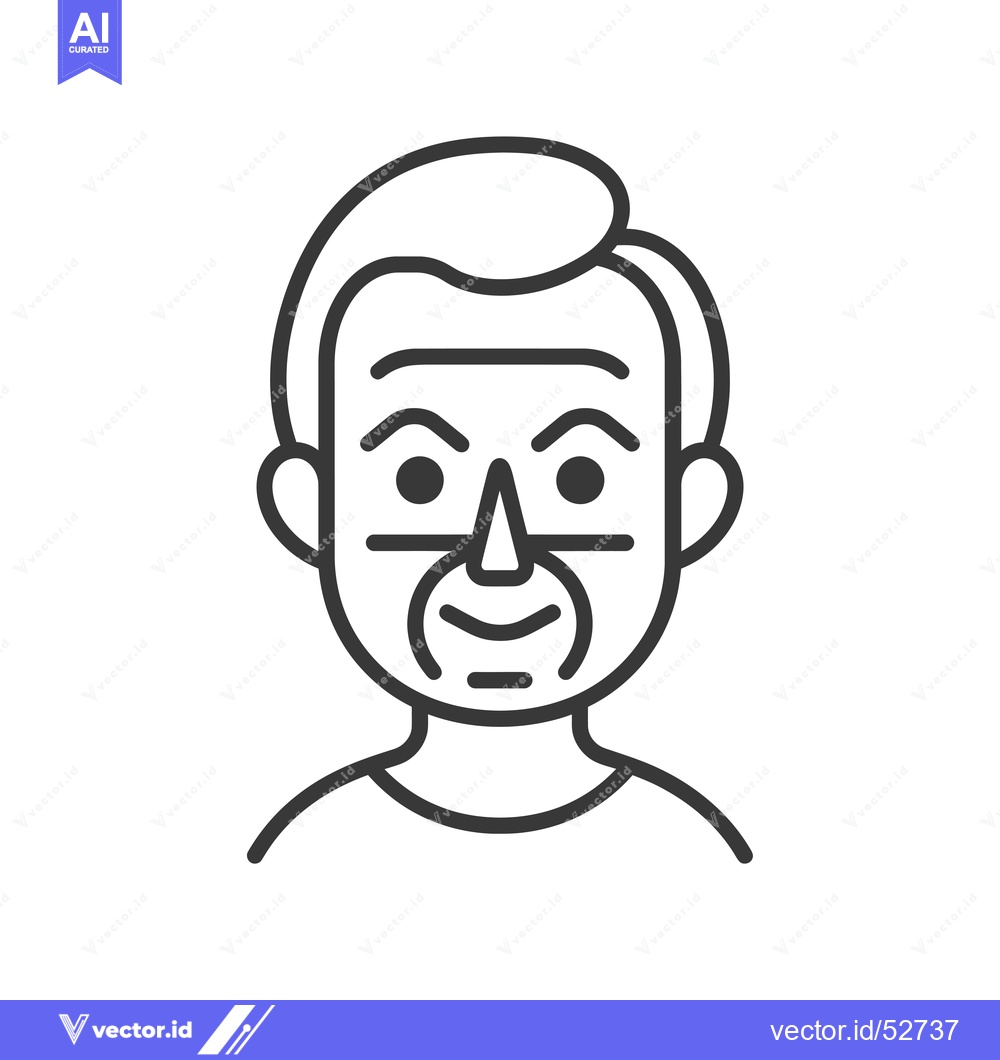 Premium Vector of Line Art Illustration of a Man's Face with a Big Nose
