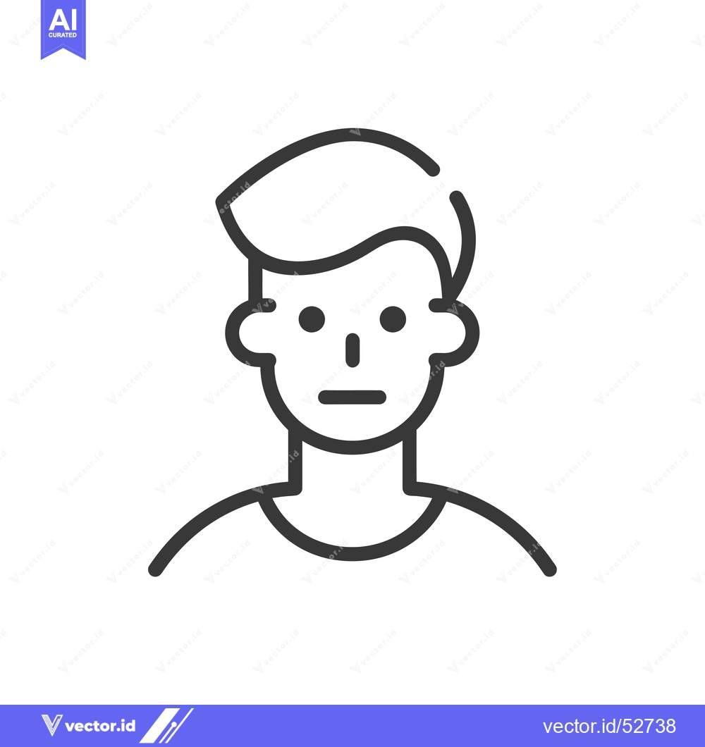 Premium Vector dari Line art illustration of a man's face with a neutral expression