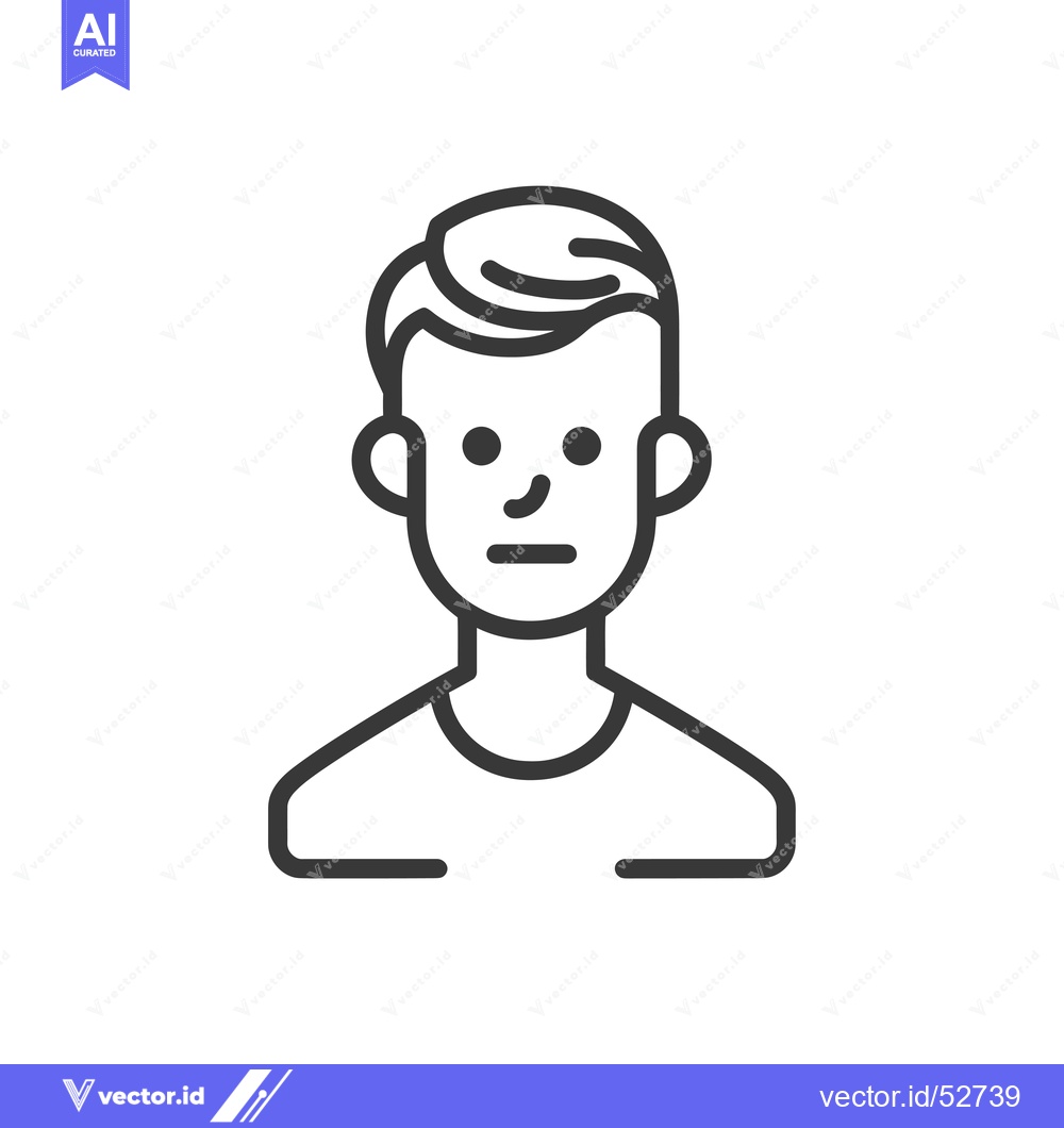 Premium Vector dari Line art illustration of a man's face with a neutral expression