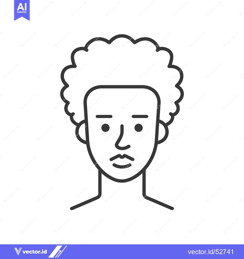 Premium Vector dari Line art illustration of a man's face with curly hair