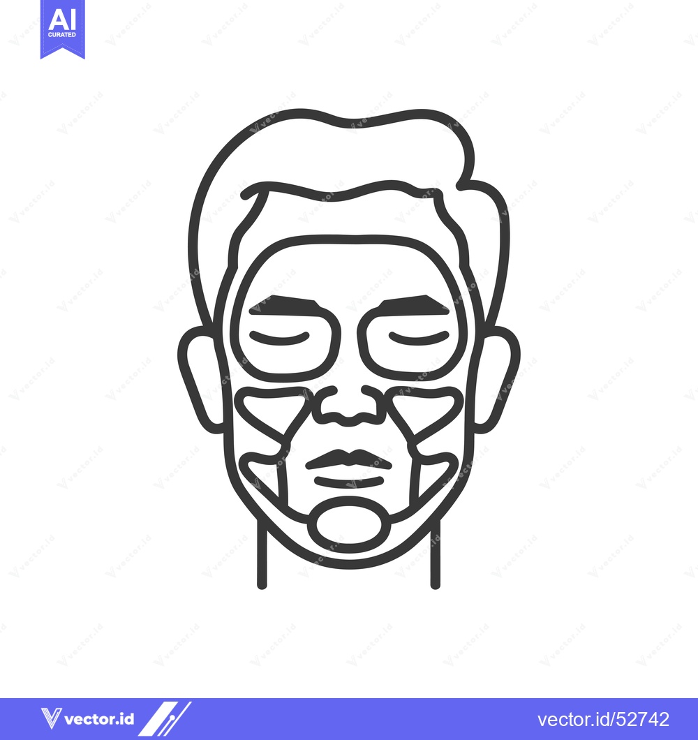 Premium Vector dari Line art illustration of a man's face with highlighted areas
