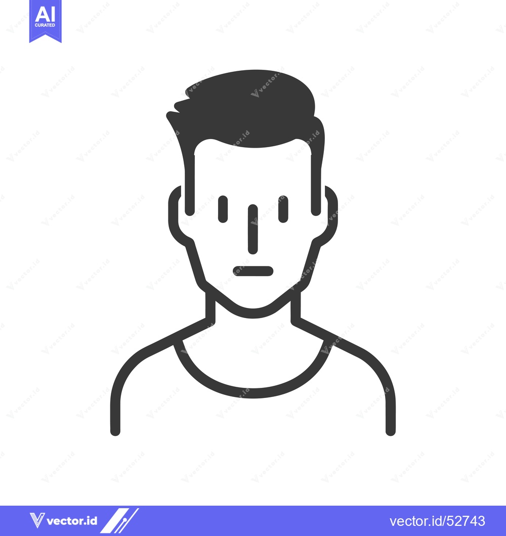 Premium Vector of Line art illustration of a man's face with short hair