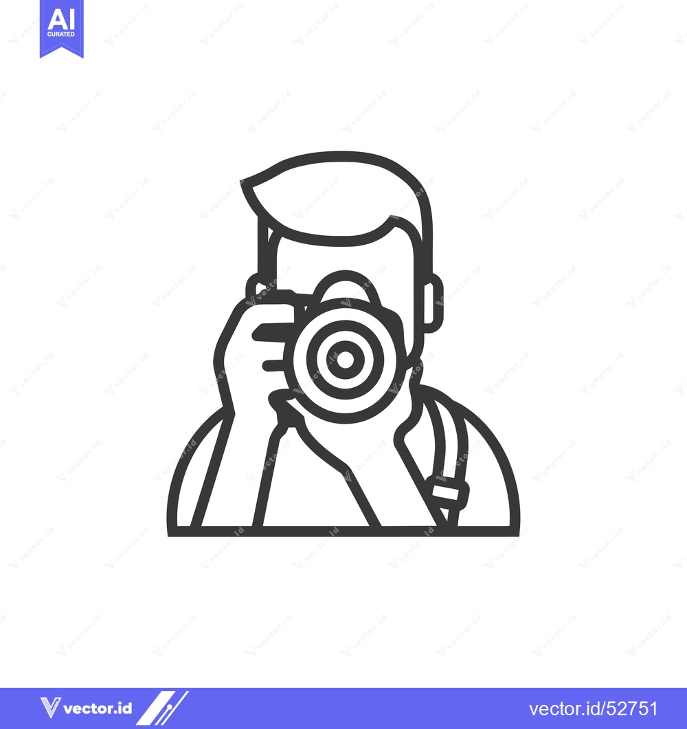Premium Vector dari Line art illustration of a man taking a photograph