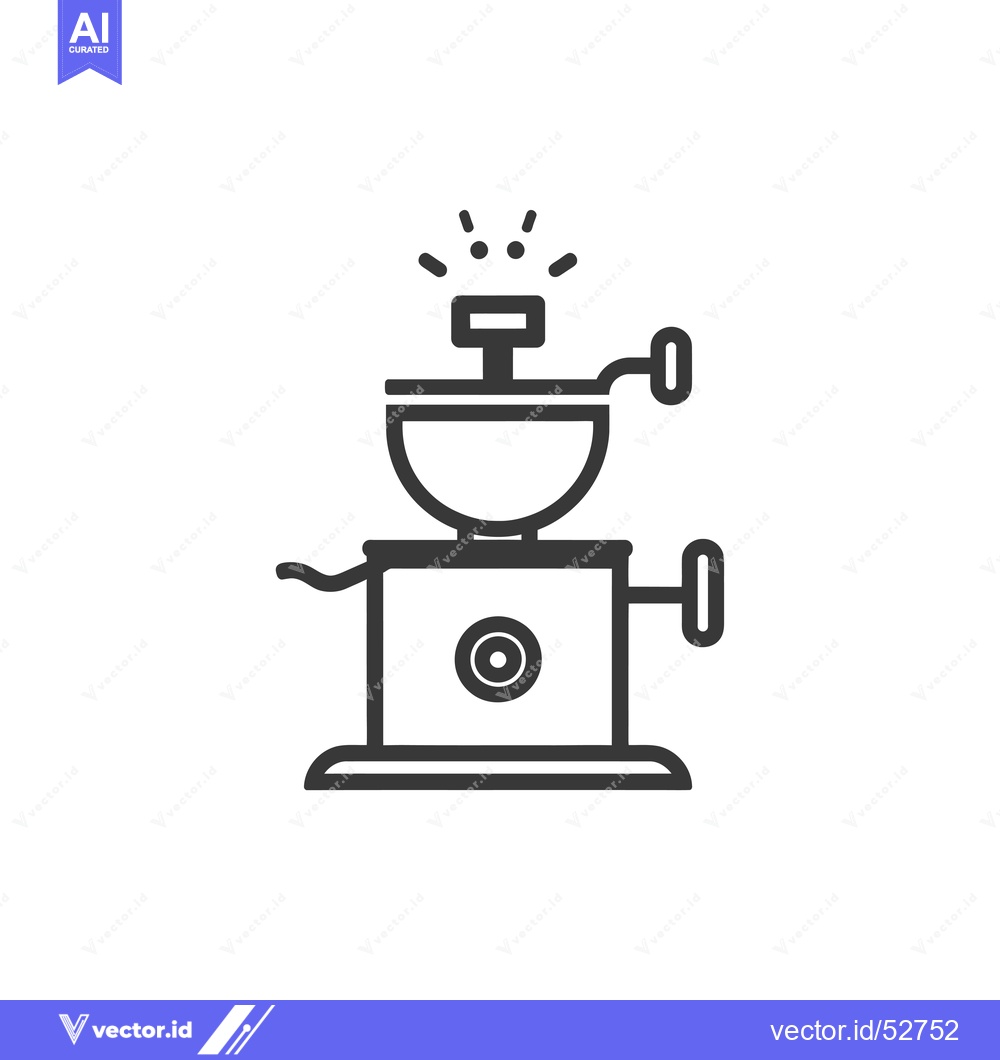 Premium Vector of Line Art Illustration of a Manual Coffee Grinder