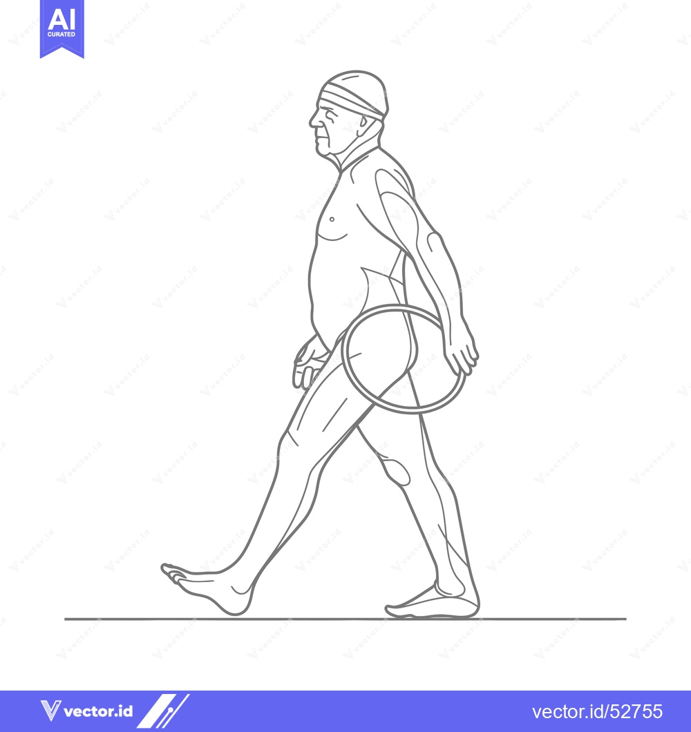 Premium Vector dari Line Art Illustration of a Man Walking with a Ring in His Hand