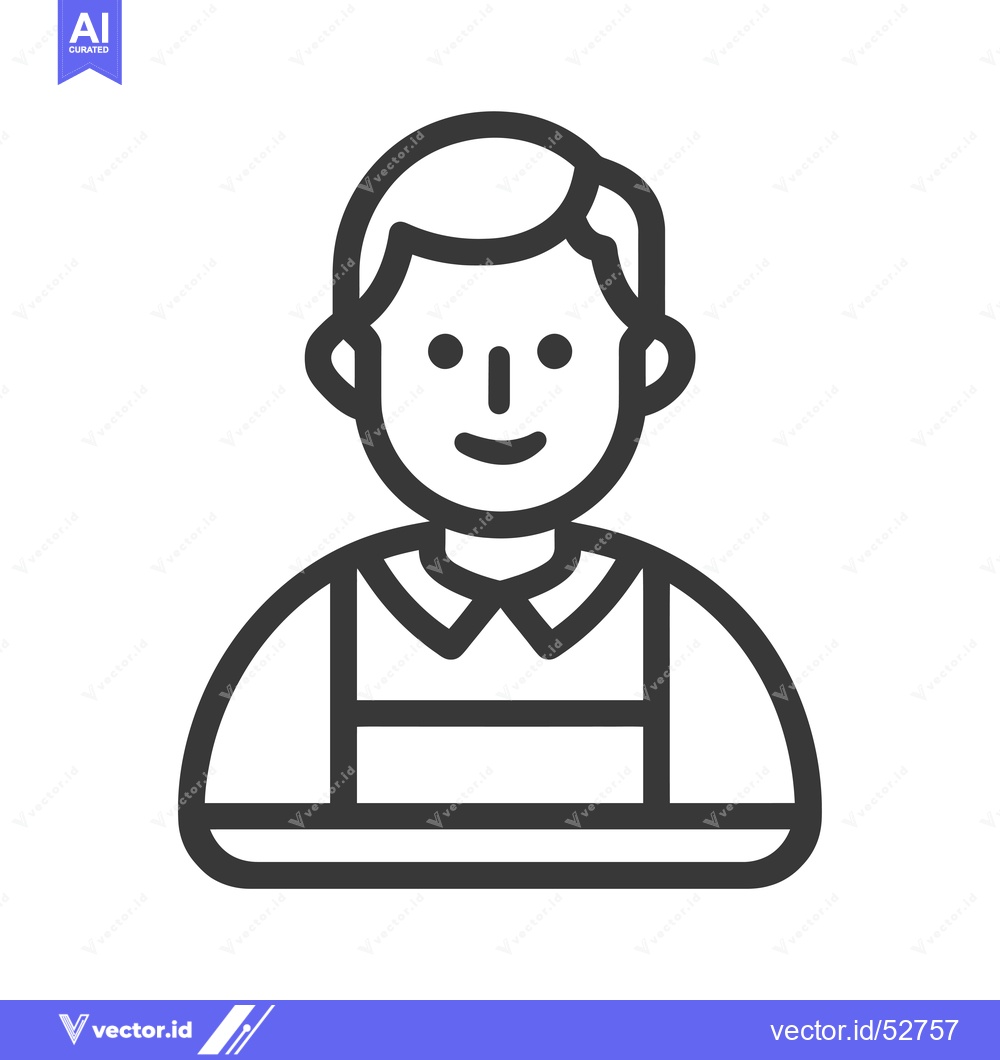 Premium Vector dari Line art illustration of a man wearing a collared shirt