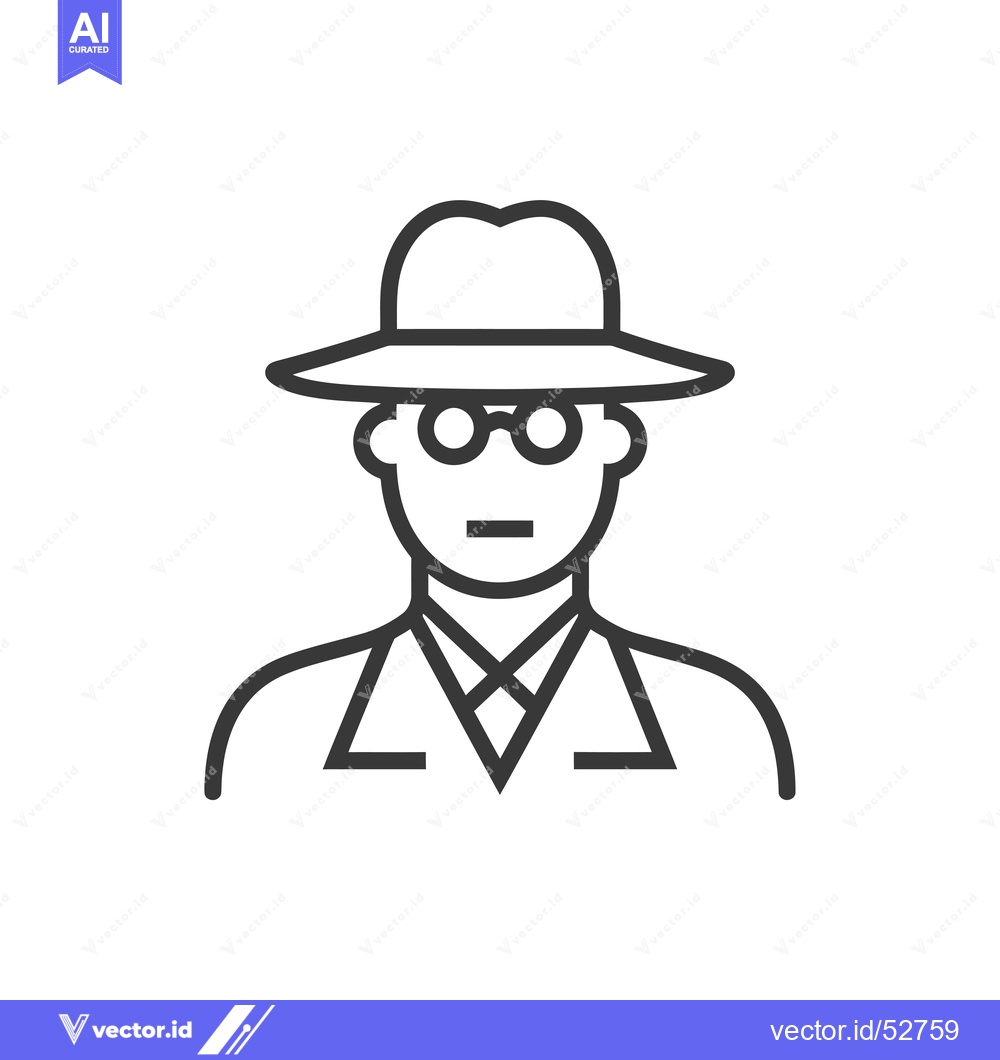 Premium Vector dari Line Art Illustration of a Man Wearing a Fedora and Glasses