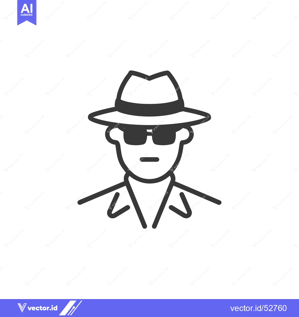 Premium Vector of Line Art Illustration of a Man Wearing a Fedora and Sunglasses