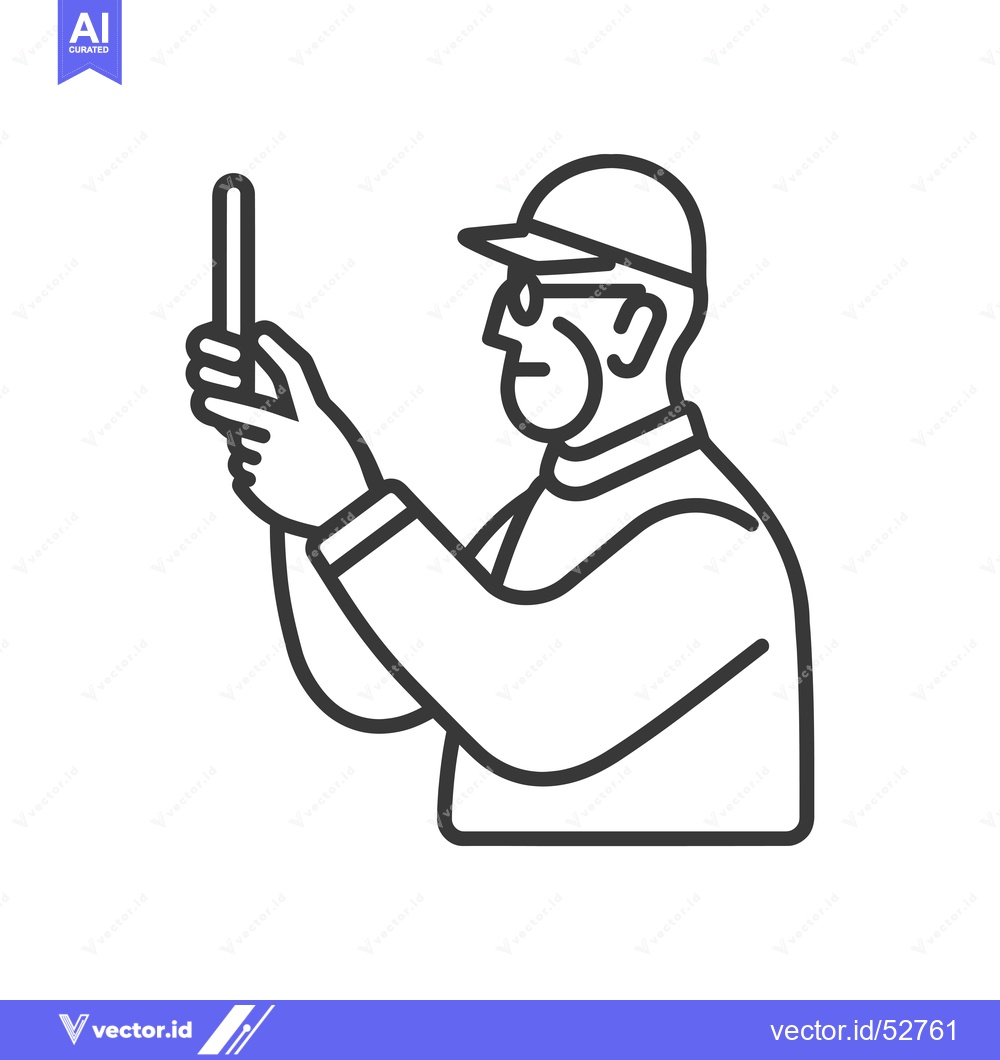 Premium Vector dari Line Art Illustration of a Man Wearing a Hat and Glasses Holding a Pho