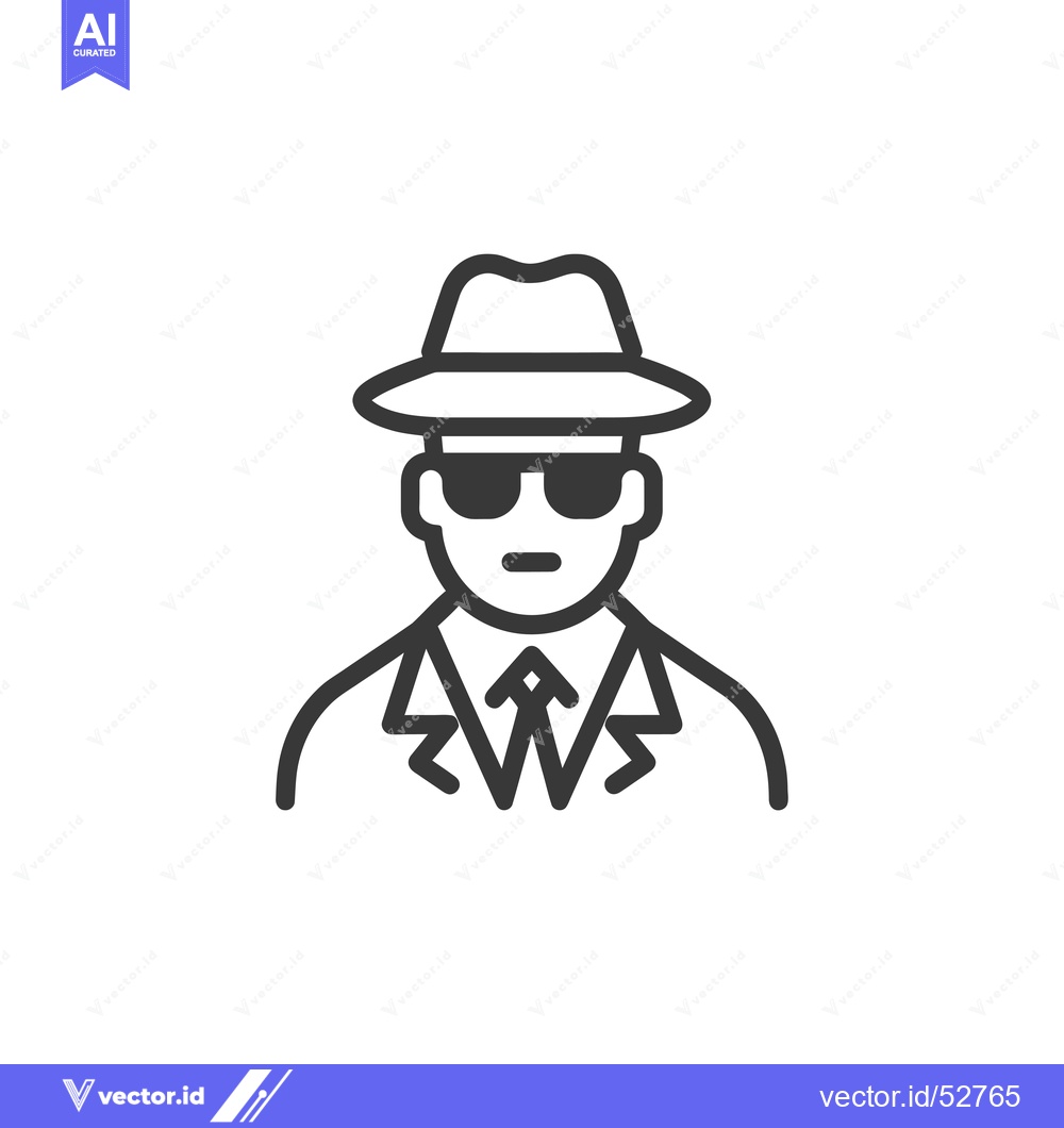 Premium Vector of Line Art Illustration of a Man Wearing a Hat, Sunglasses, and Suit