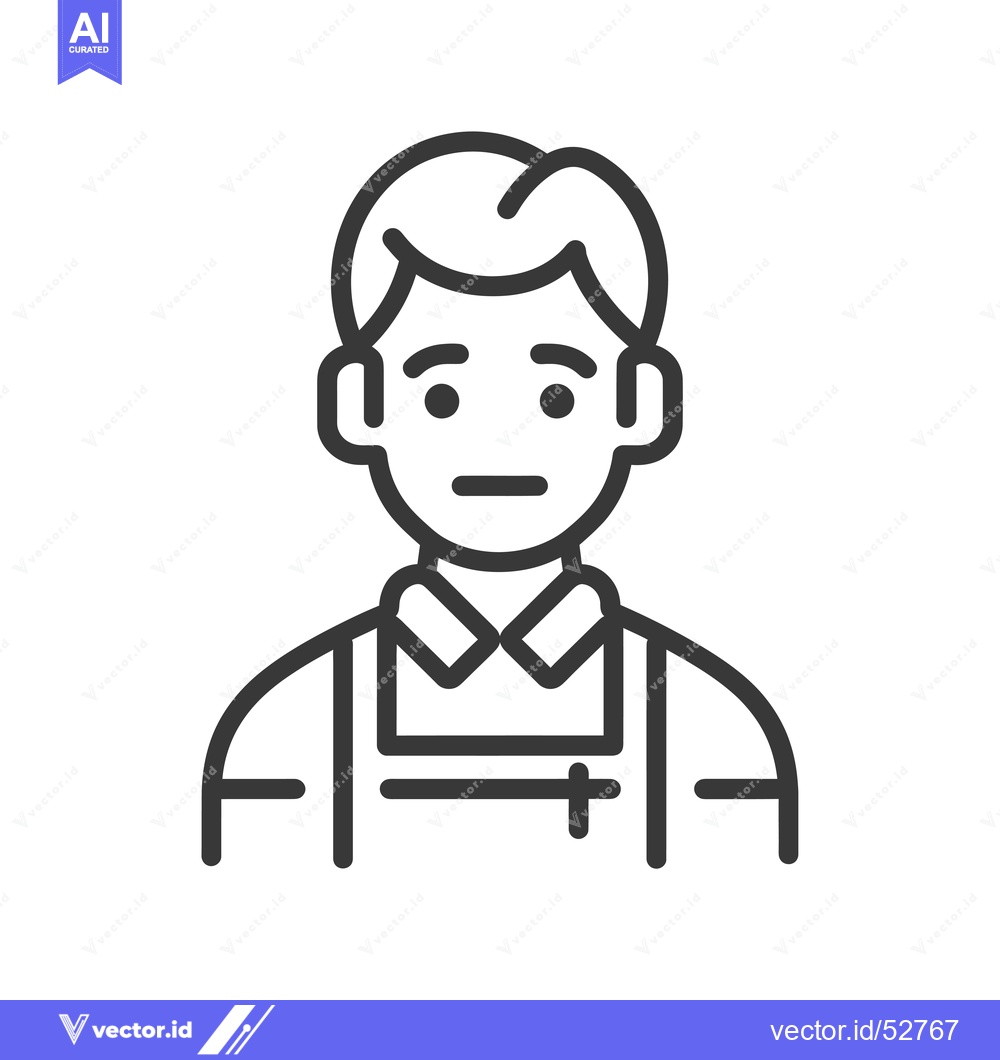 Premium Vector of Line Art Illustration of a Man Wearing an Apron
