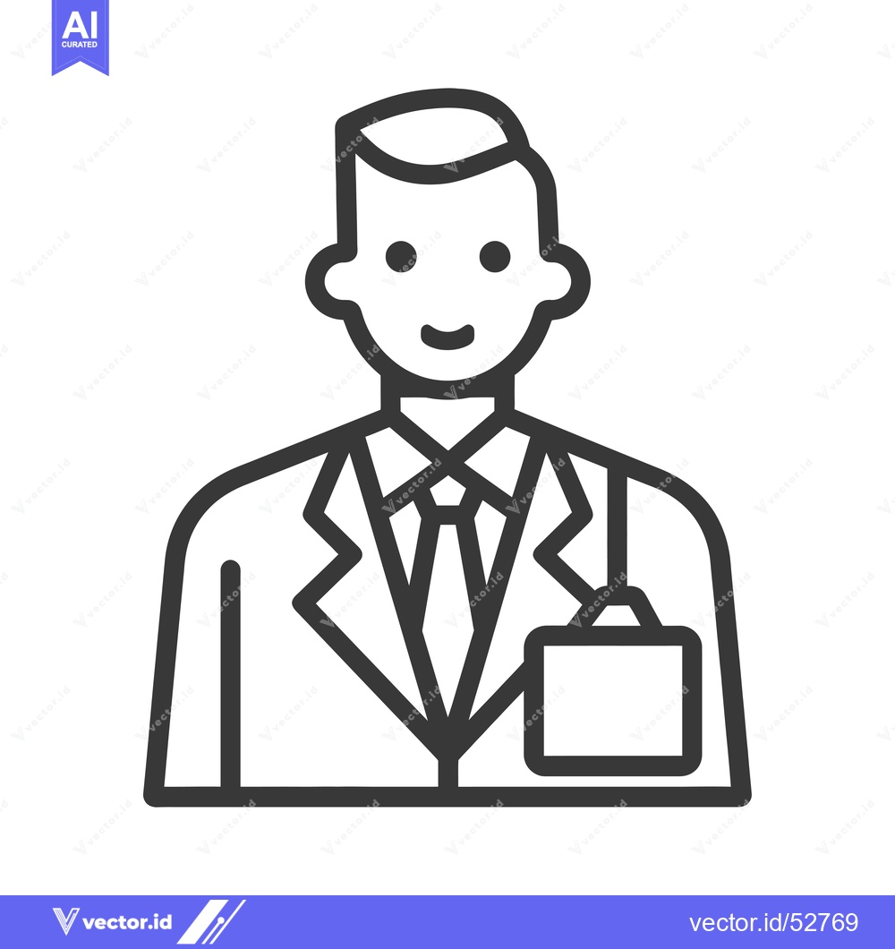Premium Vector dari Line Art Illustration of a Man Wearing a Suit and a Tie with a Badge