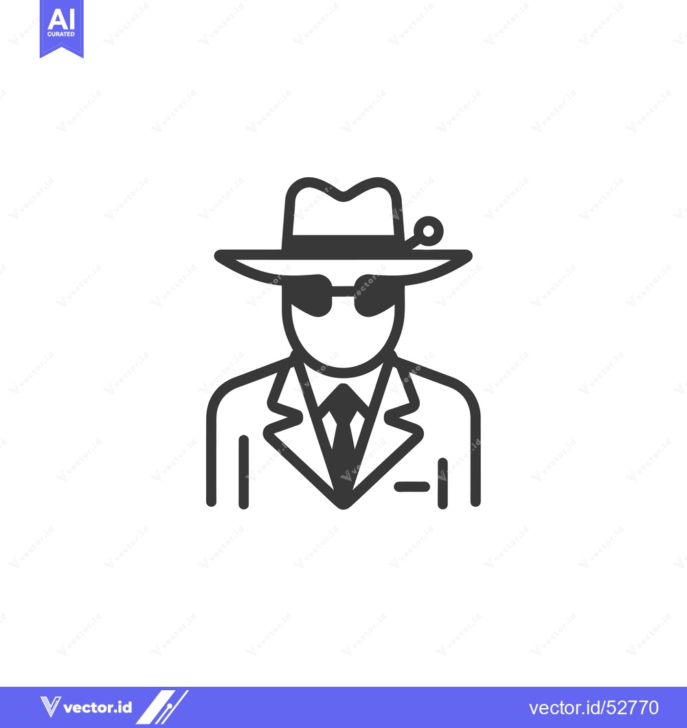 Premium Vector of Line Art Illustration of a Man Wearing a Suit, Hat, and Sunglasses