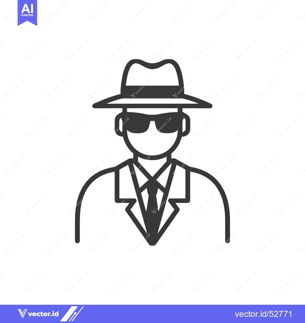 Premium Vector of Line Art Illustration of a Man Wearing a Suit, Sunglasses, and a Hat