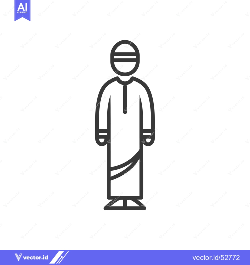 Premium Vector dari Line Art Illustration of a Man Wearing a Thobe