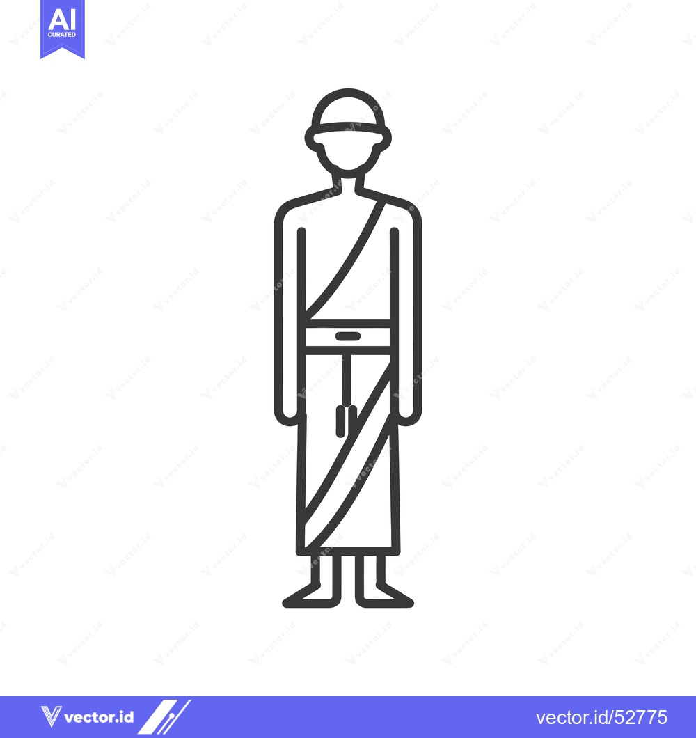 Premium Vector of Line art illustration of a man wearing a traditional Balinese sarong