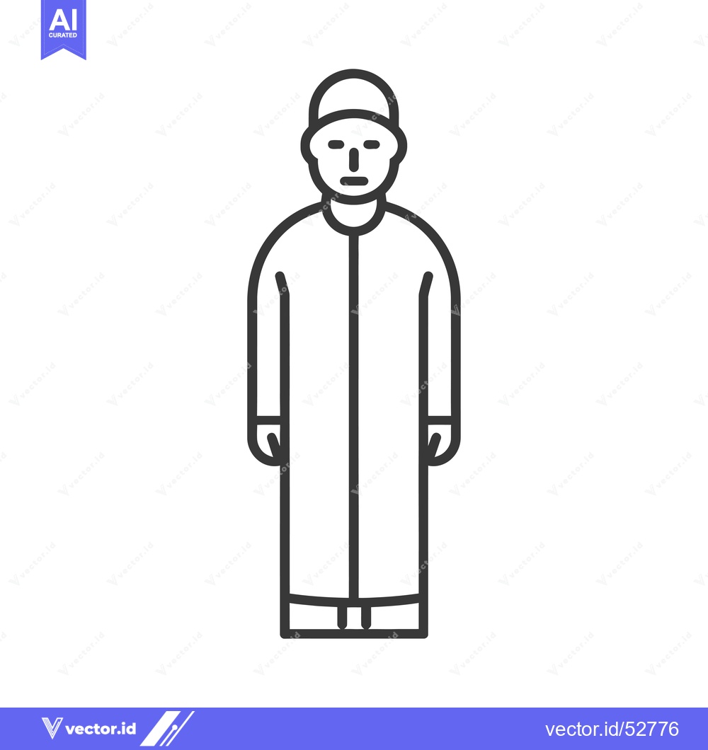 Premium Vector dari Line Art Illustration of a Man Wearing a Traditional Islamic Robe