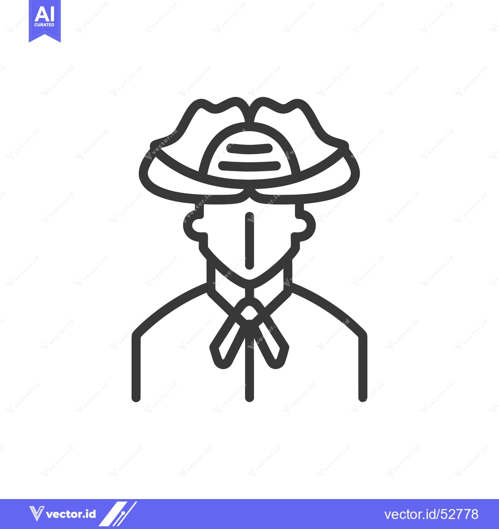 Premium Vector of Line Art Illustration of a Man Wearing a Tri-Cornered Hat