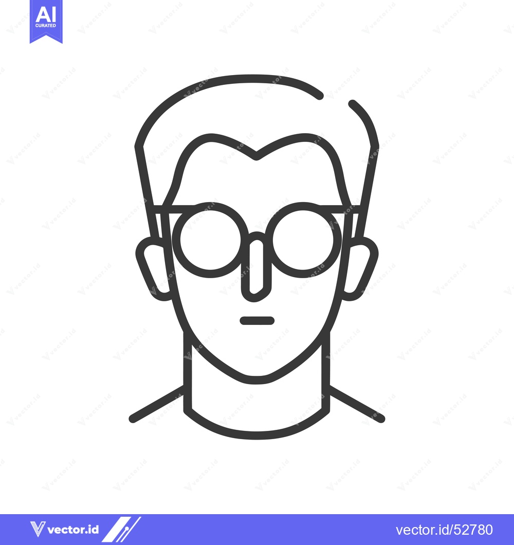 Premium Vector dari Line Art Illustration of a Man Wearing Glasses