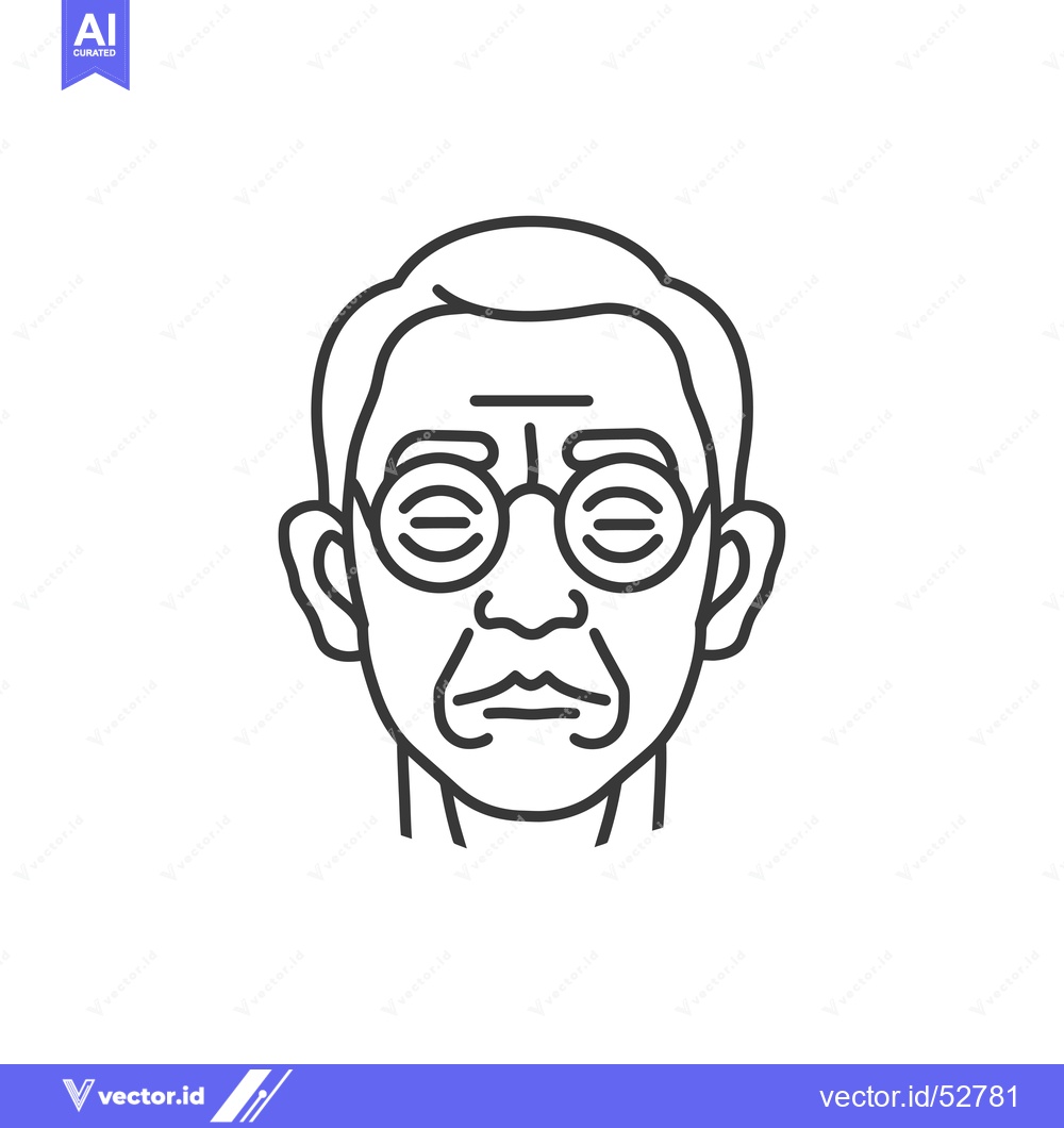 Premium Vector dari Line Art Illustration of a Man Wearing Glasses
