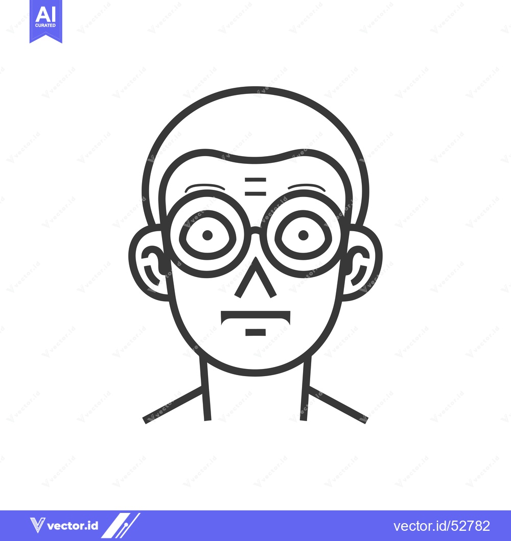 Premium Vector of Line art illustration of a man wearing glasses
