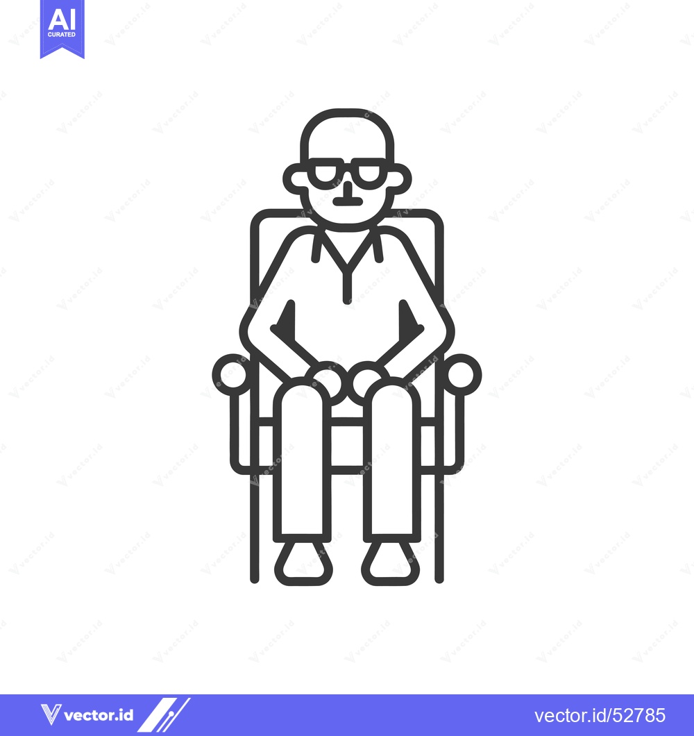 Premium Vector dari Line art illustration of a man wearing glasses sitting in a chair