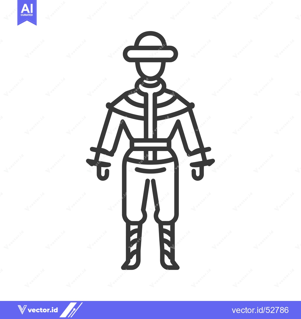 Premium Vector dari Line Art Illustration of a Man Wearing Traditional Clothing
