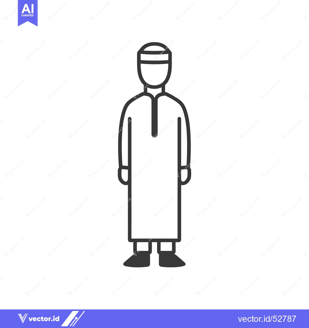 Premium Vector dari Line Art Illustration of a Man Wearing Traditional Islamic Clothing