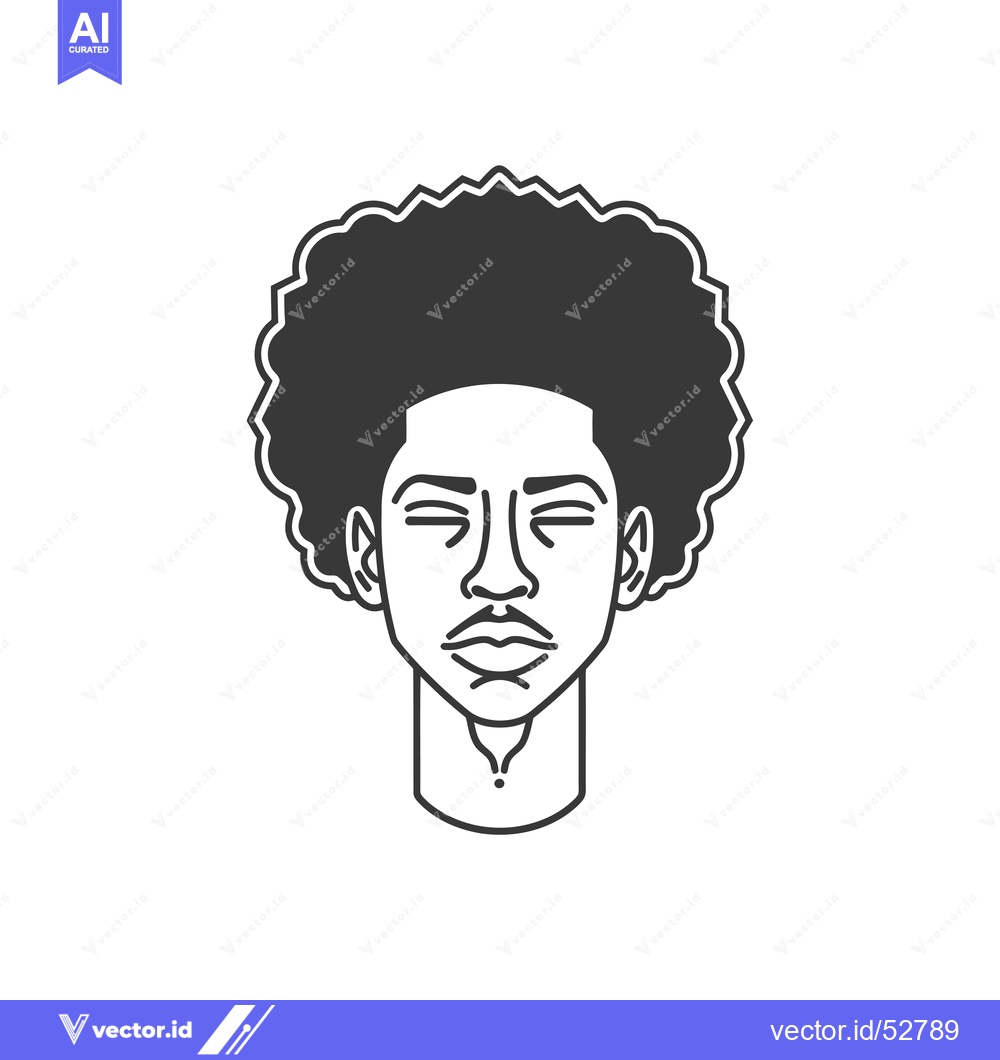 Premium Vector dari Line Art Illustration of a Man with a Big Afro