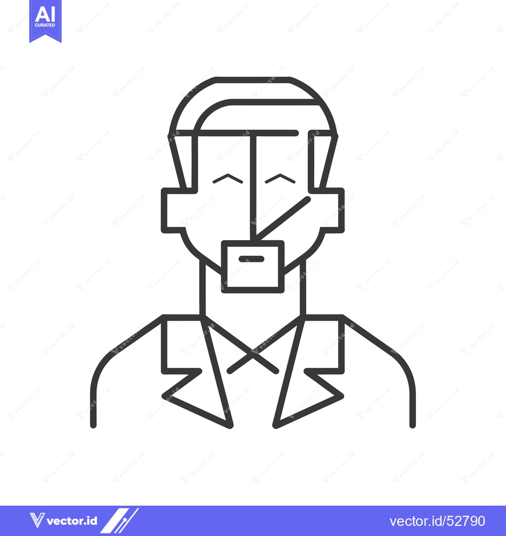 Premium Vector of Line art illustration of a man with a closed mouth