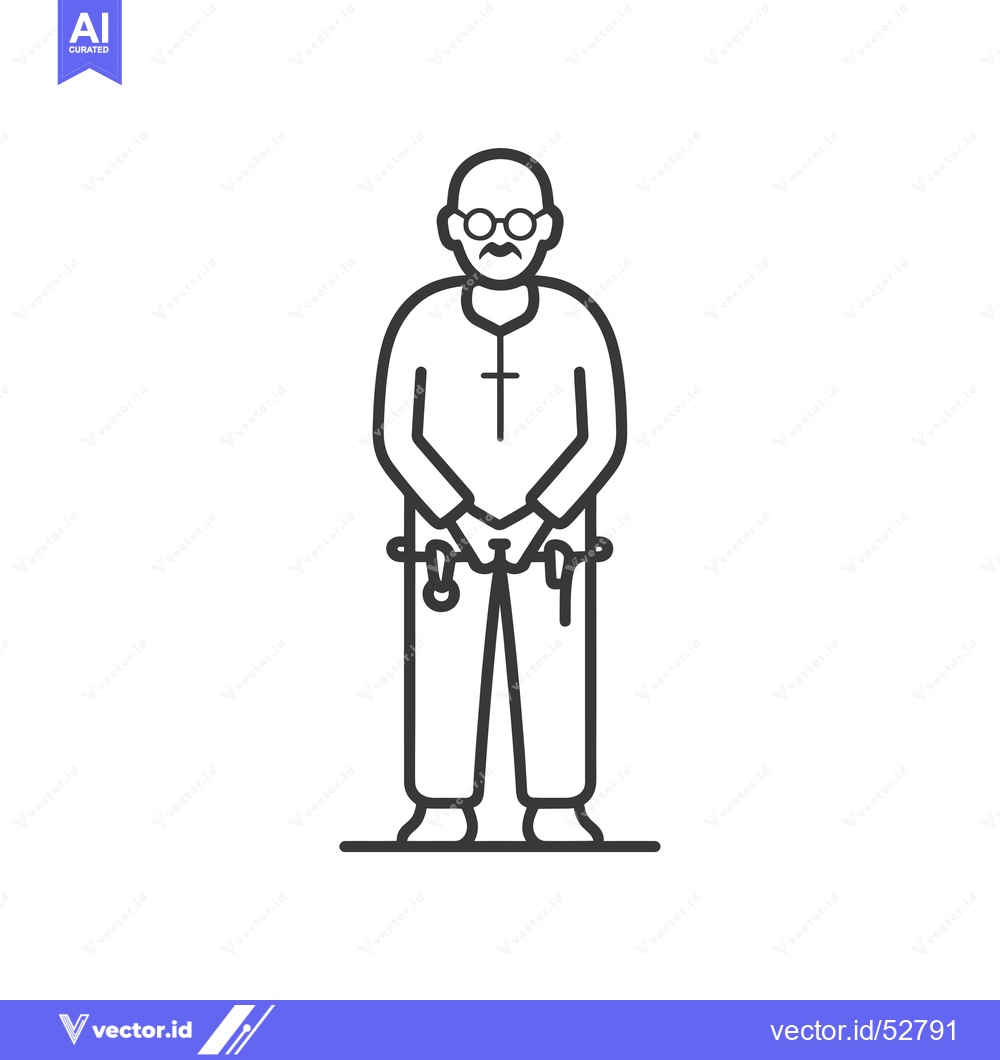 Premium Vector of Line Art Illustration of a Man with a Cross on His Chest
