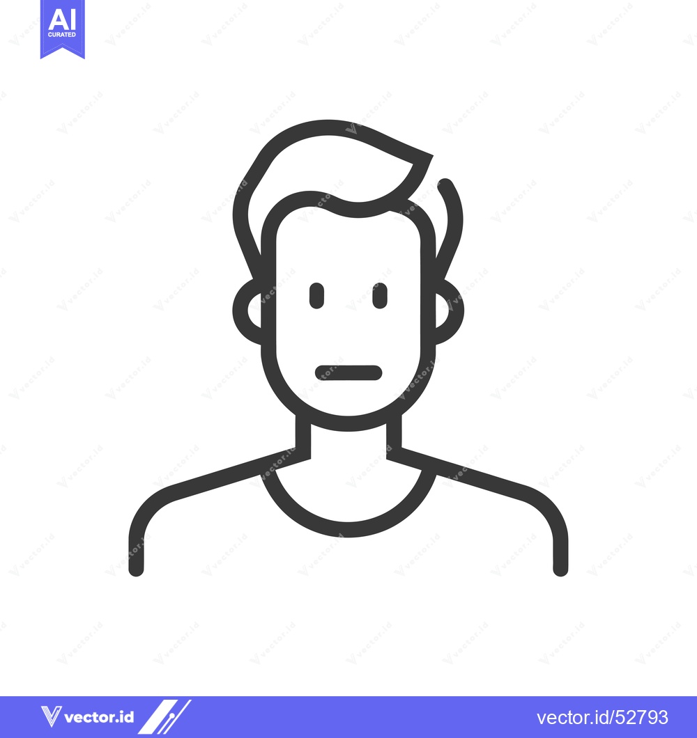 Premium Vector dari Line Art Illustration of a Man with a Neutral Expression
